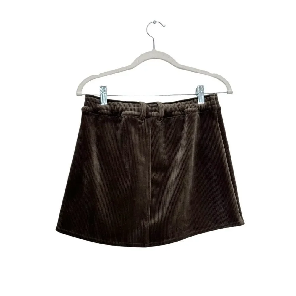 NEW ALO Ribbed Velour Baller Mini Skirt in Macchiato